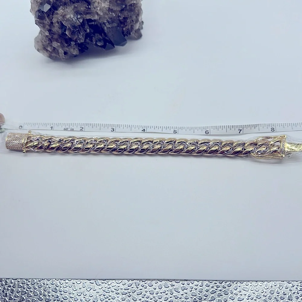 Hip Hop Cuban Chain Ice Clasp 18K Gold Plated Stainless Steel Chain Bracelet